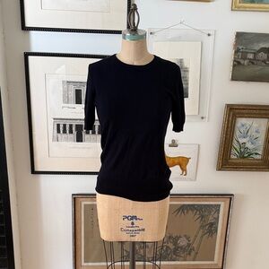 Zara navy blue knit short sleeve top
